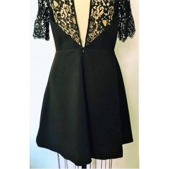 BA&SH Black Lace Open Back Verlaine Dress 10 NWT Elegant Coquette Cocktail Party - Picture 10 of 15